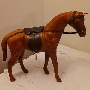 Vintage leather horse figurine.
